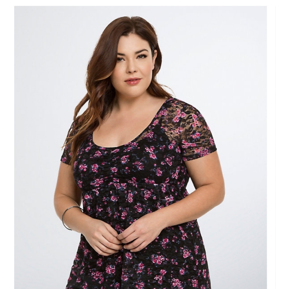 Torrid sheer lace babydoll top